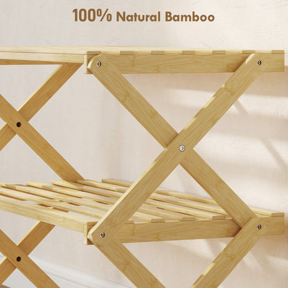Palu Natural Bamboo 3 Tier Folding Shoe Rack
