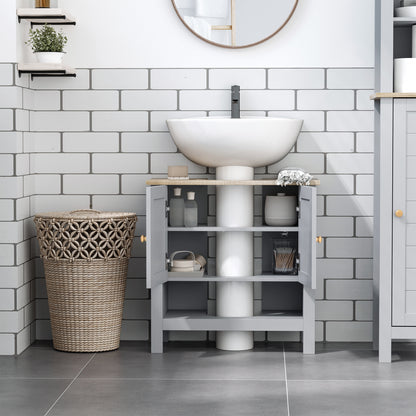 Rola Grey Under Sink Vanity Storage Cabinet With Adjustable Internal Shelving