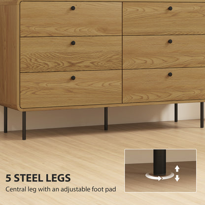 Naniba Wood Oak Finish 6 Drawer Storage Chest