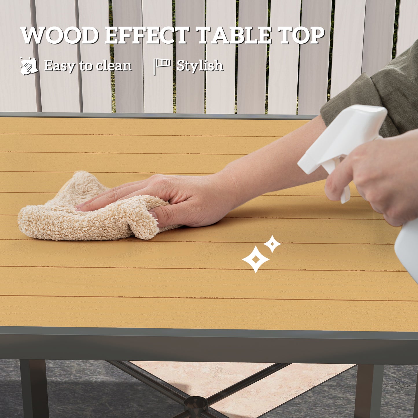 Yole Natural Wood Effect Square Garden Dining Table For 4 With Umbrella Hole
