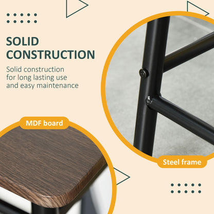 Yoliba Metal And Wooden Black And Oak Breakfast Bar Table And Stool Set With Storage Shelving