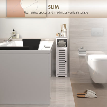 Nanova Compact Bathroom Floor Storage Cabinet With Louvered Door And Adjustable Shelves White 22 x 20 x 75 cm