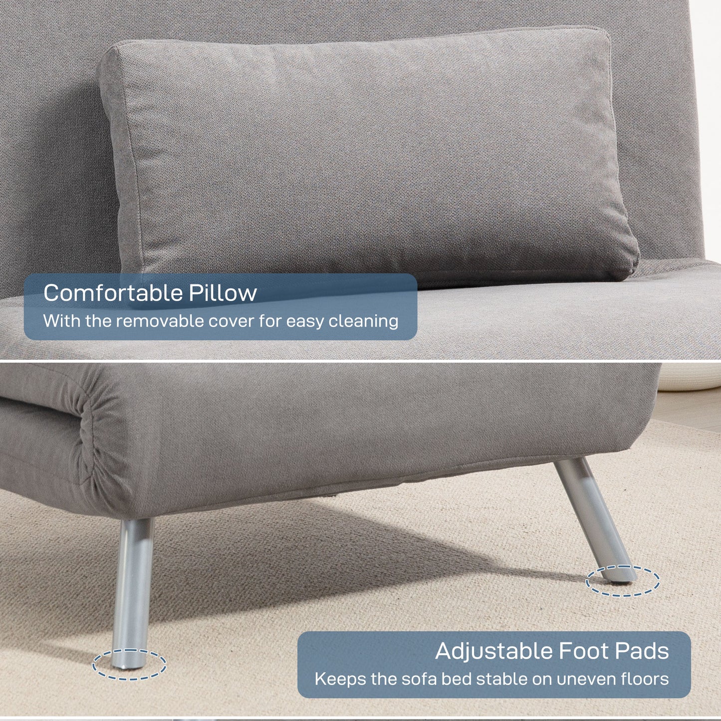 Badi Snow Flannel Grey Single Convertible Sleeper Chair Bed