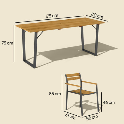 Mafi 6 Seater Wood Panel Outdoor Dining Set Slatted Design