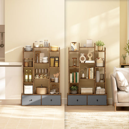 Nero Wooden Brown 12 Compartment Storage Unit With Drawers