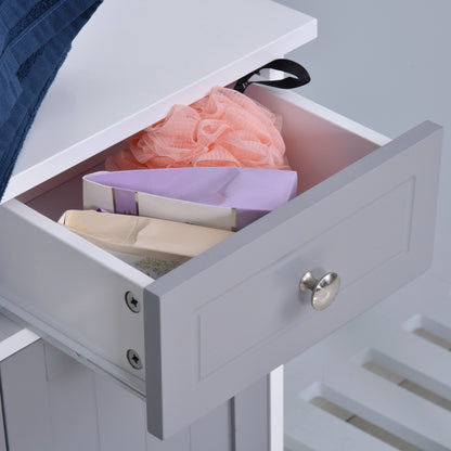 Lufili Freestanding Bathroom Storage Unit With 2 Drawers And Cupboard Traditional Style Grey And White