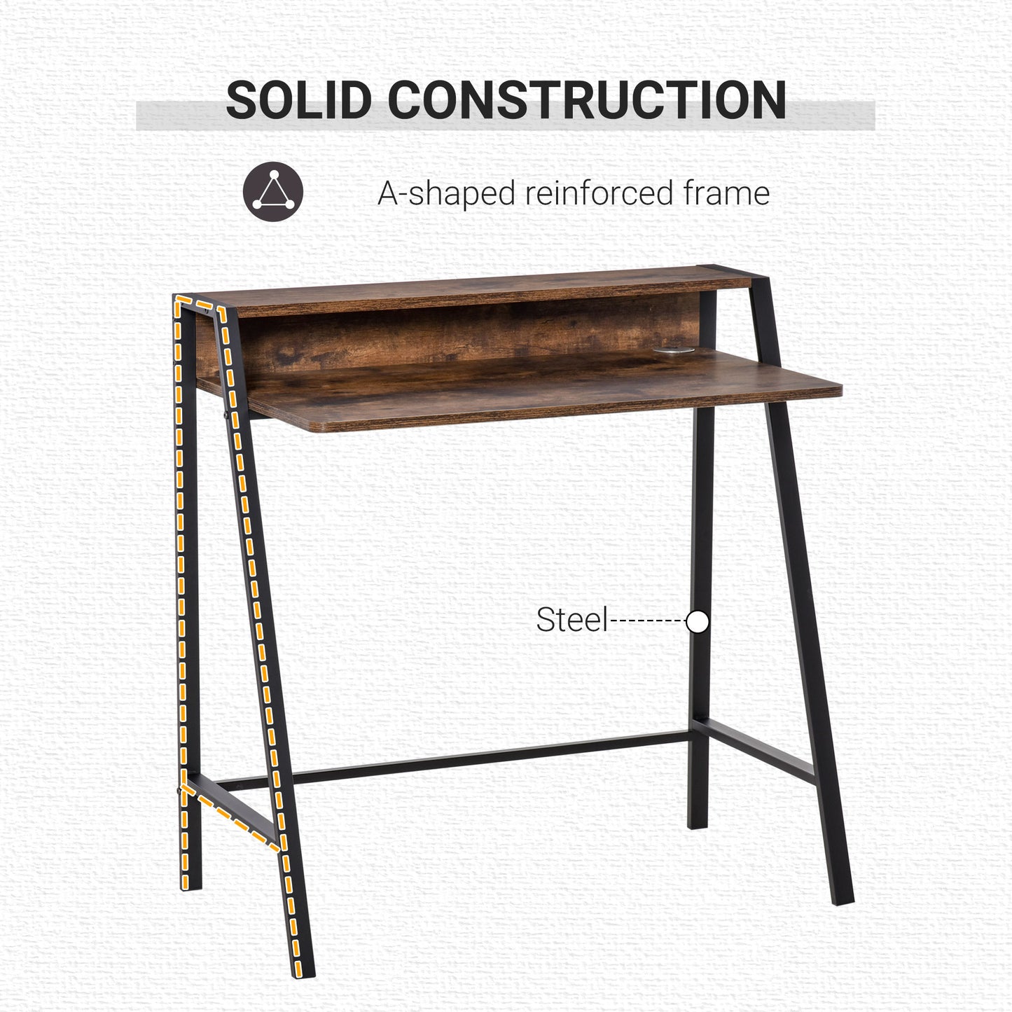 Hala 84cm Rustic Brown Compact Writing Desk With Integrated Storage Shelves