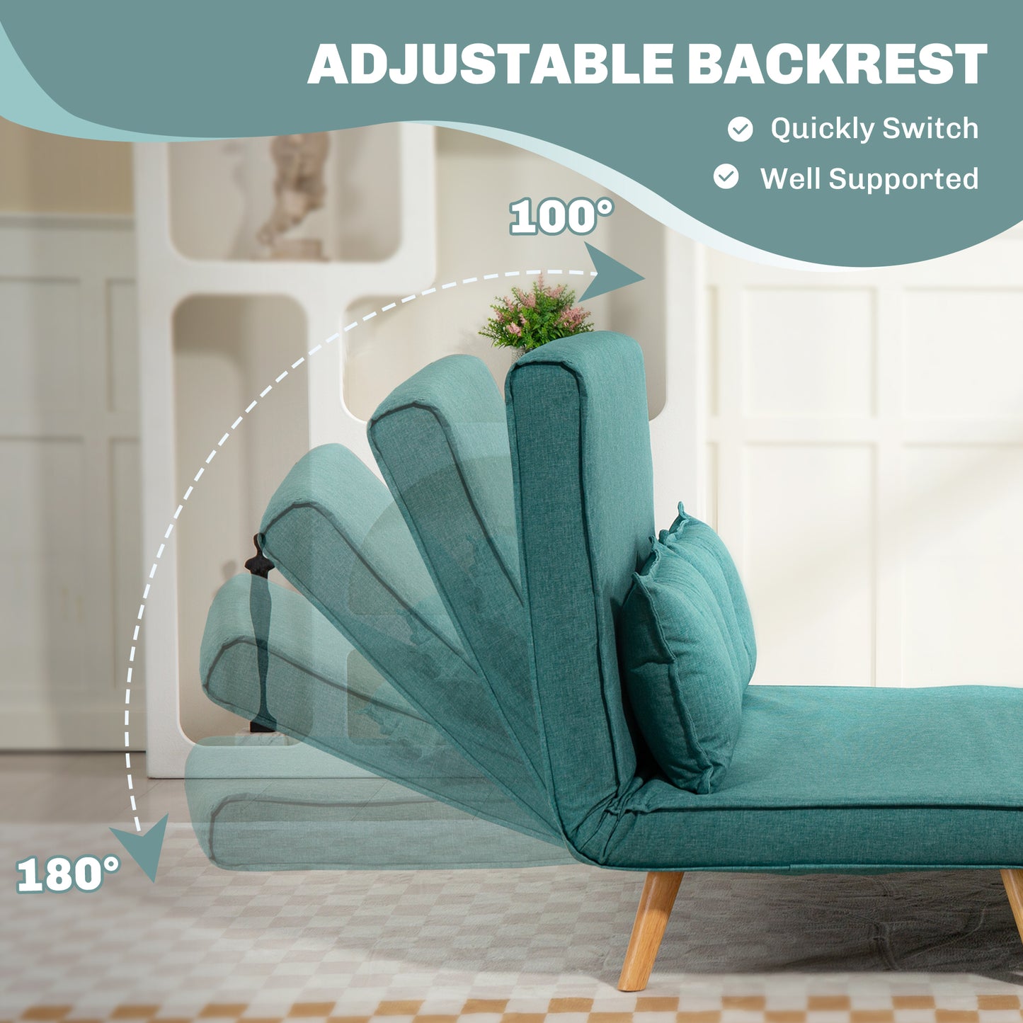 Baroma Tadi Linen Look Green 2 Seater Sofa Bed