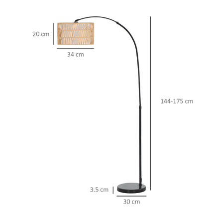 Limo Natural Rattan Black Metal Adjustable Floor Lamp With Dual Layer Shade