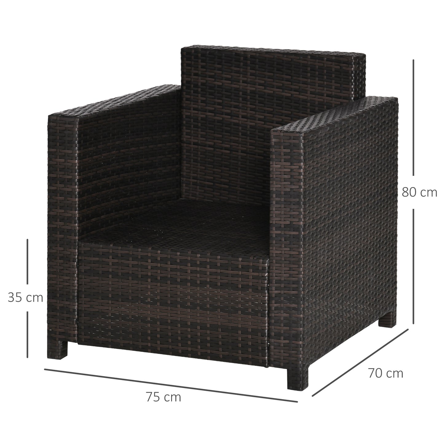Rado Brown Rattan Single Outdoor Armchair With Armrests