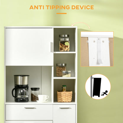 Toviha 166cm Wooden White Modern Kitchen Cabinet With Shelves Drawer And Open Counter