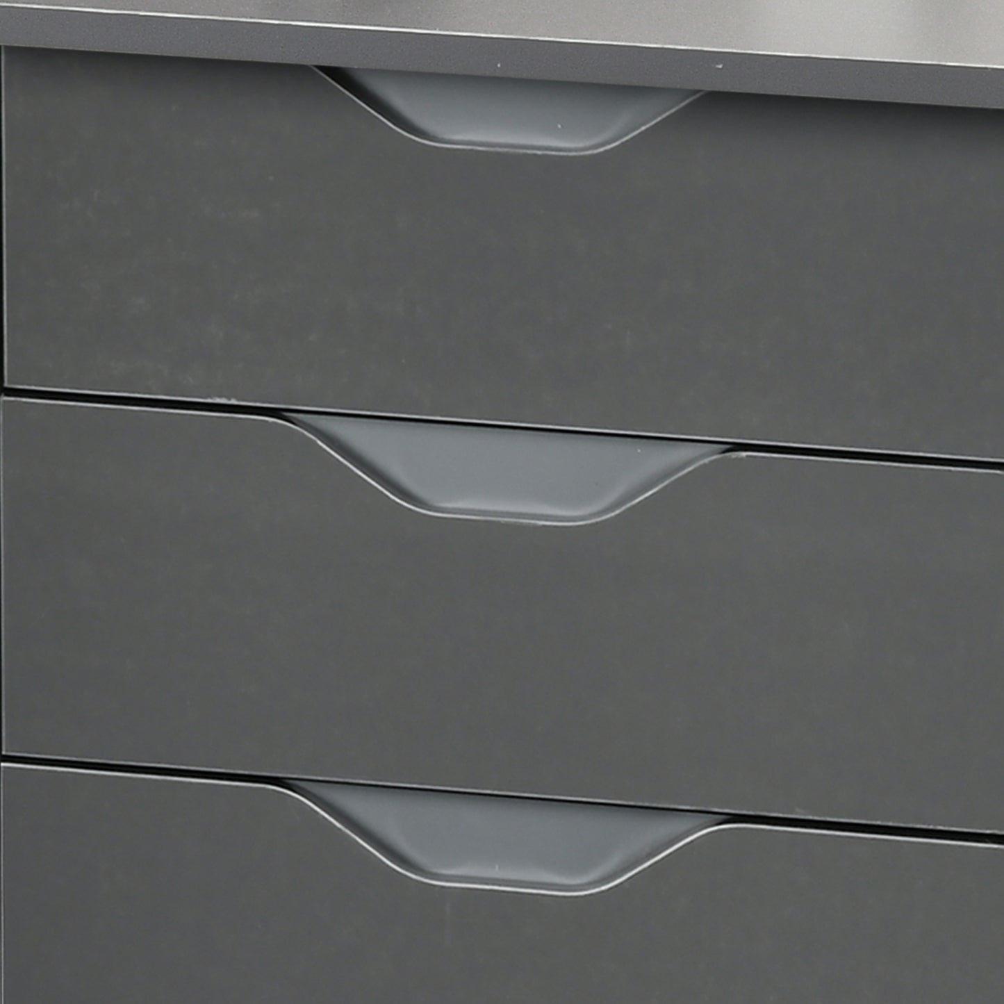Sareco 120cm High Gloss Grey Home Office Desk With Drawers And Storage Cabinet