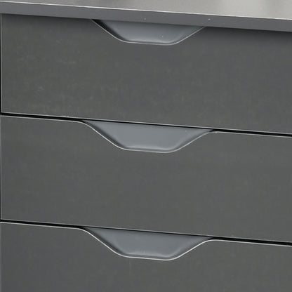 Sareco 120cm High Gloss Grey Home Office Desk With Drawers And Storage Cabinet