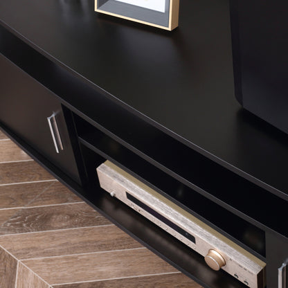 Zisaba Mika 120cm Wooden Black TV Storage Unit For Screens Up To 55 Inches 2 Doors and Shelves