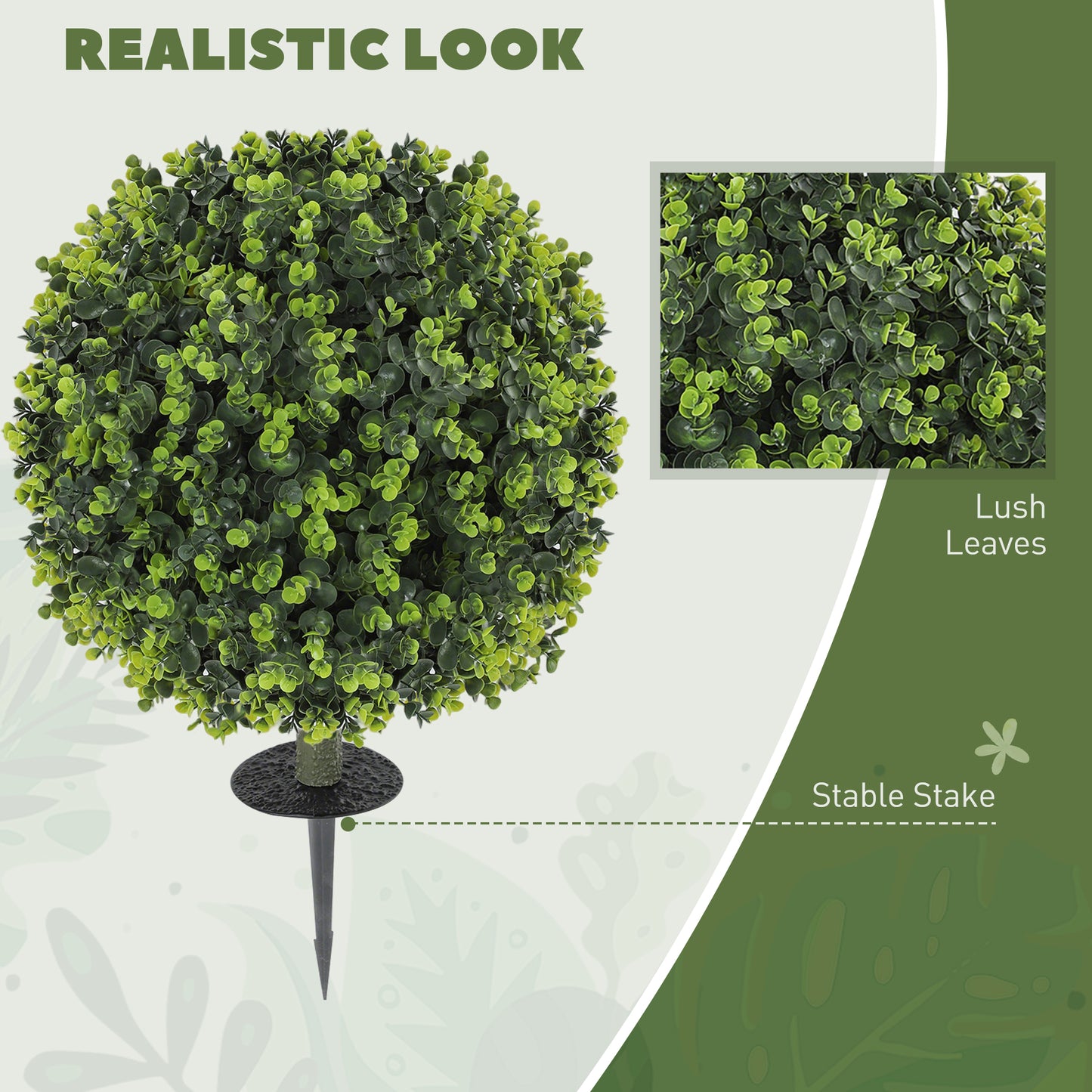 Kevaco Set Of 2 Artificial Boxwood Ball Bushes With Ground Stakes For Garden And Balcony Use 40cm