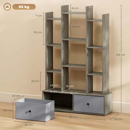 Rive Keba Wooden Graphite Wood Effect 12 Compartment Storage Unit With Drawers