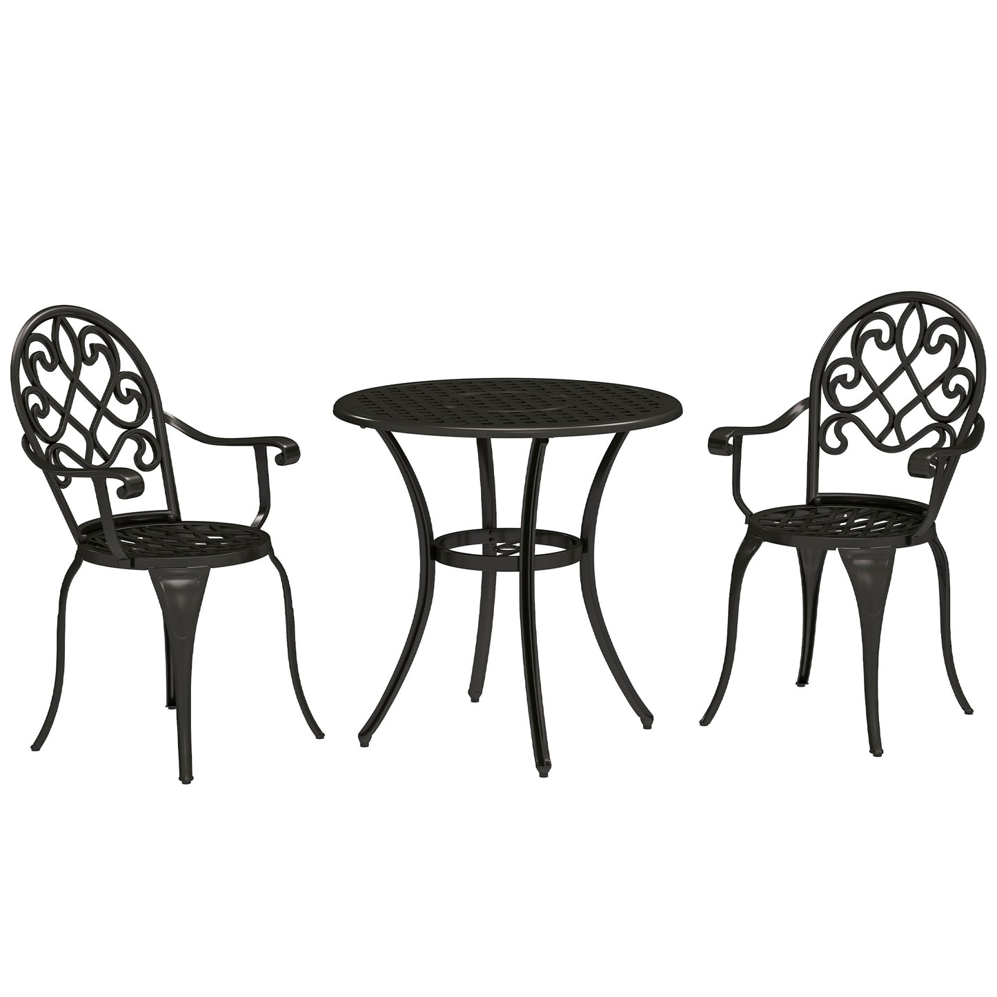 Ninette Aluminium Black 3 Piece Garden Bistro Set