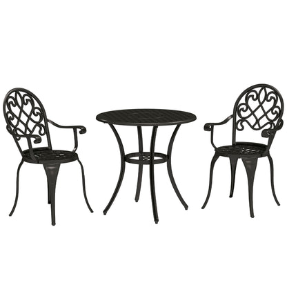 Ninette Aluminium Black 3 Piece Garden Bistro Set