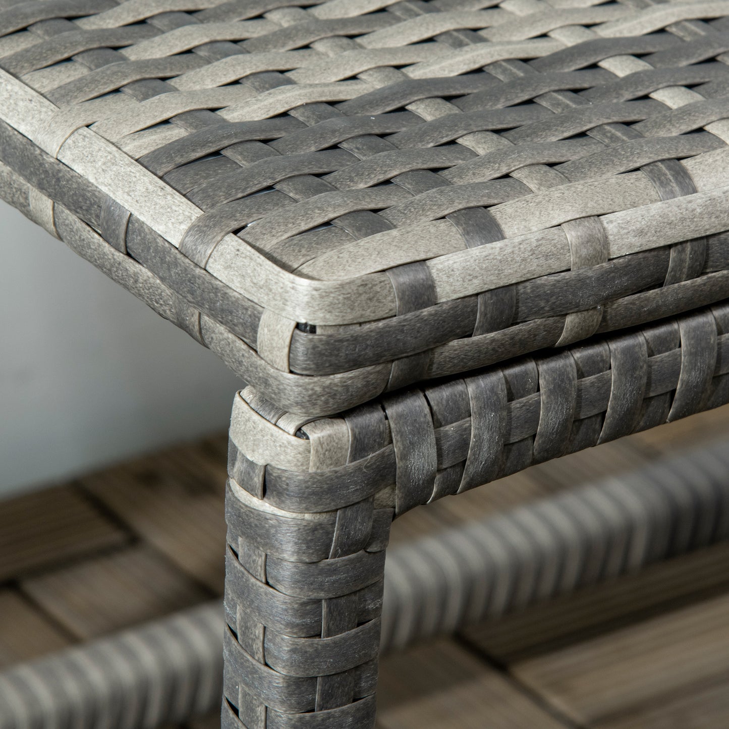 Vemiro Grey Rattan Rectangular Outdoor Coffee Table With Open Frame