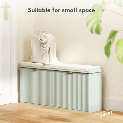 Reraha Mint Green Wooden 10 Pair Shoe Bench With Cushioned Top