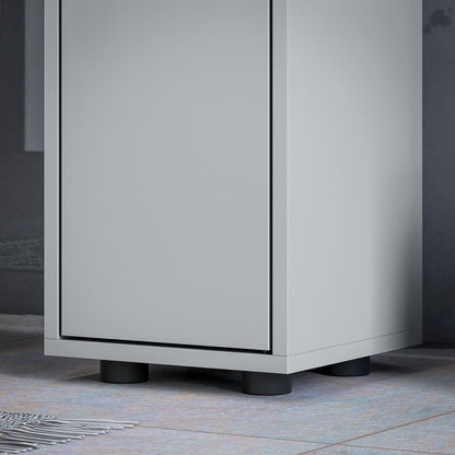 Tasere Tall Slim Bathroom Storage Cabinet With Drawers Shelves And Cupboards Grey
