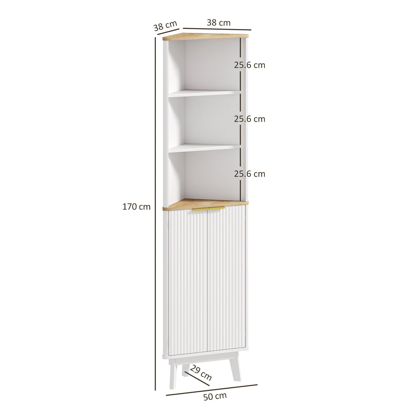 Ledira Tall Slim Freestanding Bathroom Storage Cabinet With Curved Profile Doors And Adjustable Shelves White