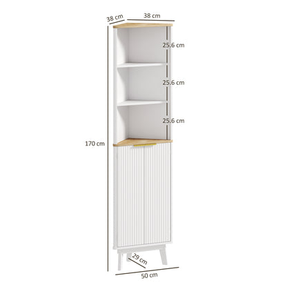 Ledira Tall Slim Freestanding Bathroom Storage Cabinet With Curved Profile Doors And Adjustable Shelves White