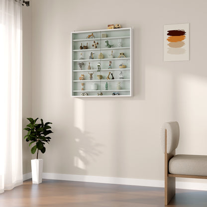 Bazizi Kedi Wood And Glass White 6 Tier Display Cabinet With Glass Doors