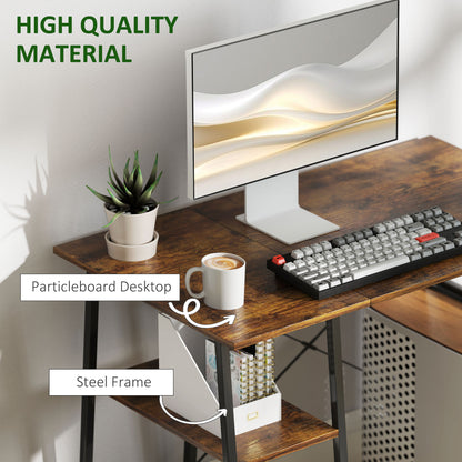 Doso 120cm Metal And Wood Brown And Black Industrial Work Desk With Open Shelving