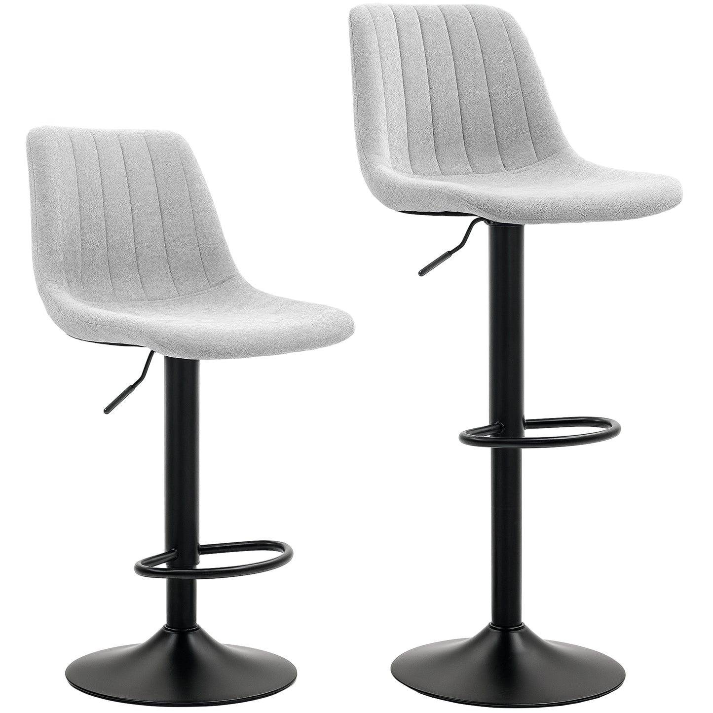 Cokeri Chenille Grey Tub Style Bar Stools Set Of 2 With Soft Touch Upholstery