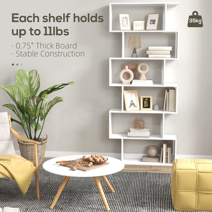 Dotozi Wood White 6 Tier S ShaFauxd Display Bookcase
