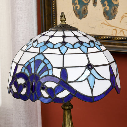 Repatto Glass And Metal Blue Handcrafted Stained Glass Table Lamp