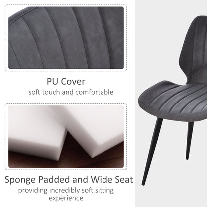 Vielco Faux Leather Grey Upholstered Dining Chairs Set Of 2 With Steel Frame