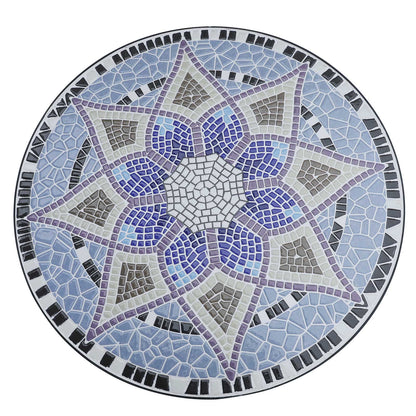 Makema Ceramic Blue And White Round Mosaic Outdoor Bistro Table