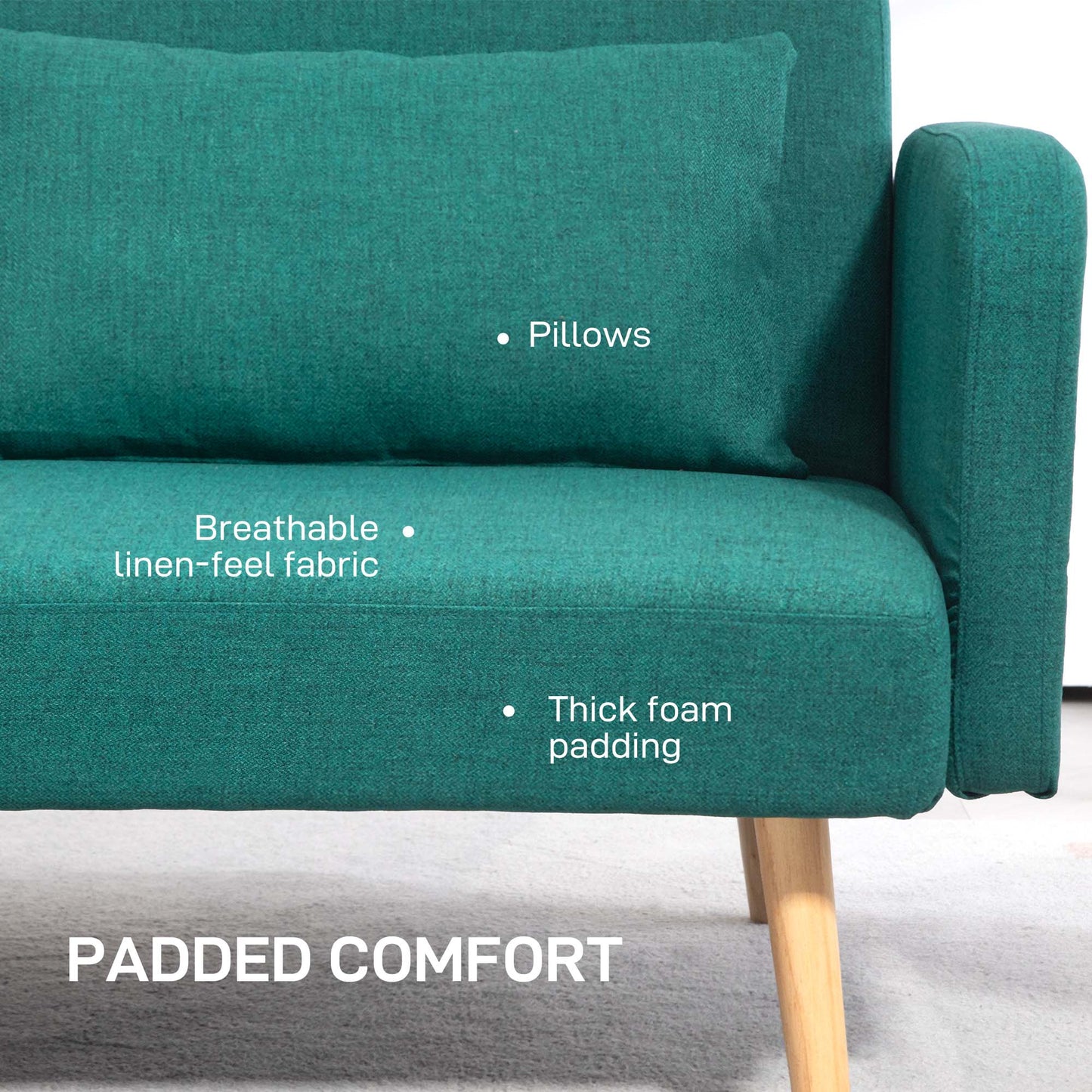 Lopa Green 3 Seater Convertible Sofa Bed With Cushions