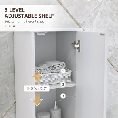 Conosu Mato Freestanding Slim Bathroom Storage Cabinet With Doors And Adjustable Shelves White