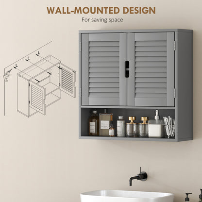 Zilikane Wall Mounted Bathroom Storage Cabinet With Adjustable Shelves Grey 60 x 20 x 60cm