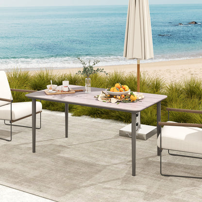 Navima Metal Light Grey Rectangular Outdoor Dining Table With WPiece Top For 6