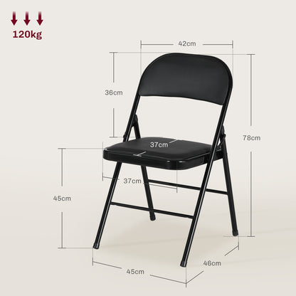 Dihaka Metal And Fabric Black Cushioned Folding Chairs Set Of 2