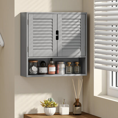 Zilikane Wall Mounted Bathroom Storage Cabinet With Adjustable Shelves Grey 60 x 20 x 60cm