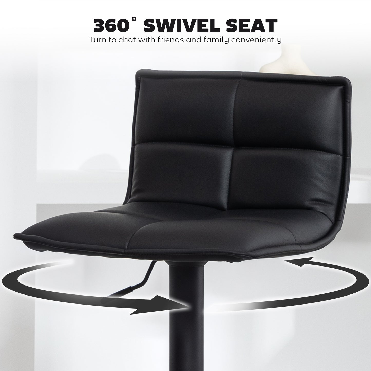 Miha Set Of 2 Black Modern Faux Leather Bar Chairs