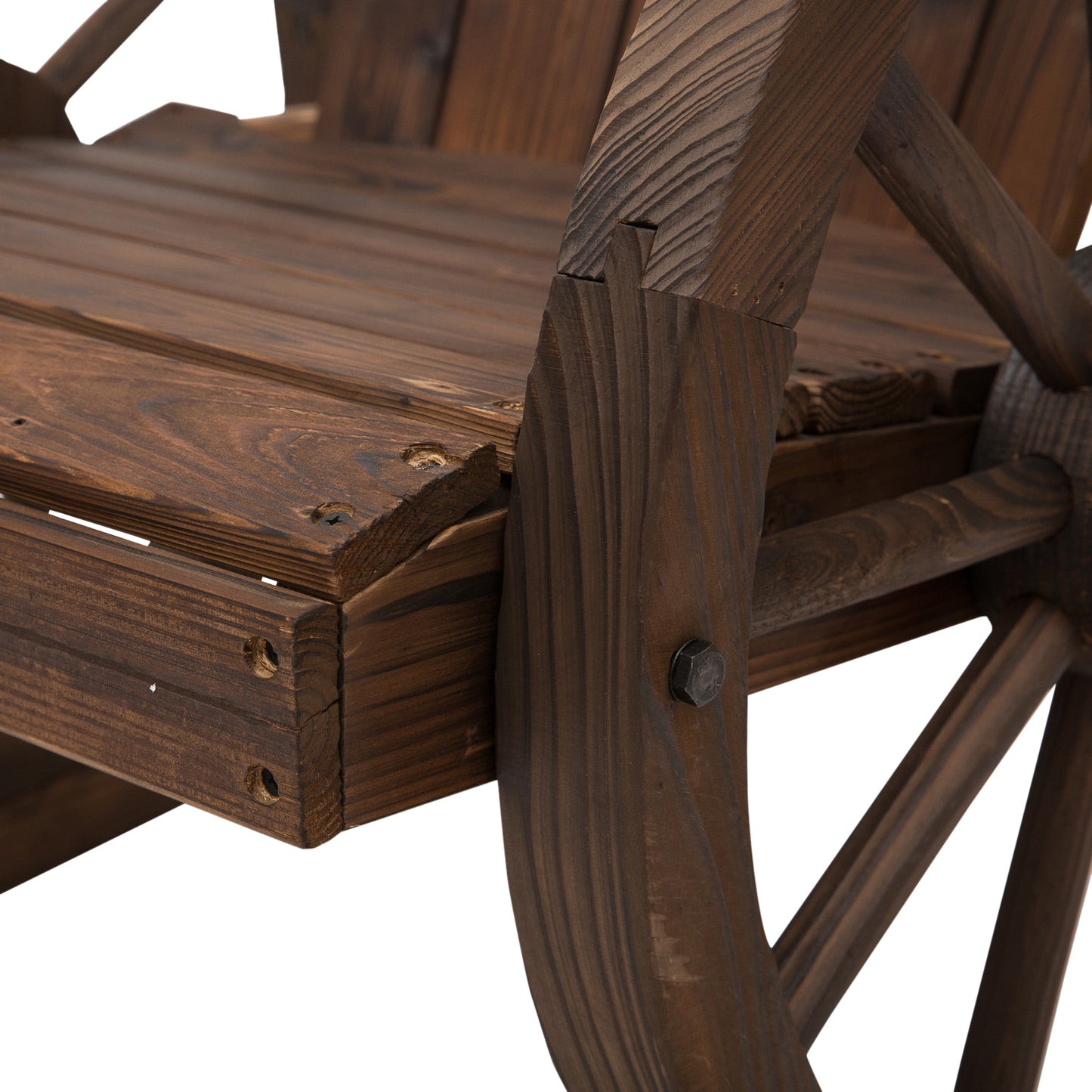 Elna Dark Favi Wood Adirondack Style Outdoor Rocking Armchair With Reclining Back
