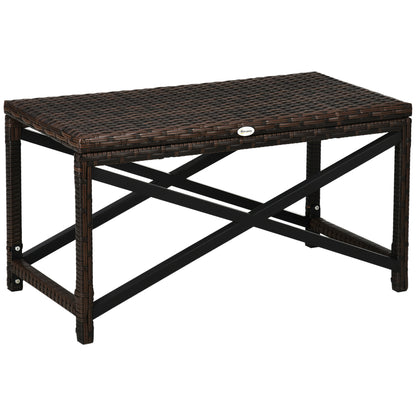 Donori Brown Rattan Outdoor Coffee Table With X Frame with Woven Top