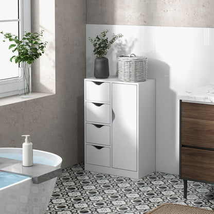 Sopake White Freestanding Storage Cabinet With 4 Drawers And Lower Cupboard