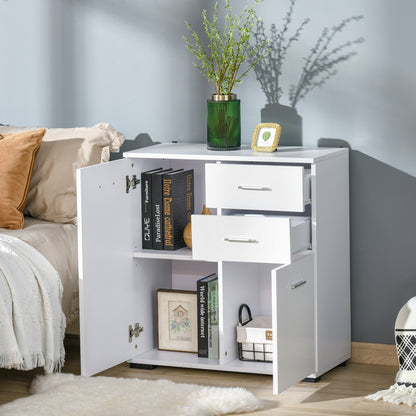 Lodino High Gloss White Sideboard With 2 Drawers 2 Doors And Adjustable Shelves
