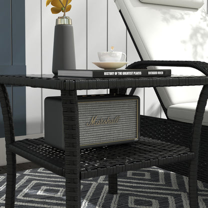 Keso Rattan Black 2 Tier Square Outdoor Coffee Table