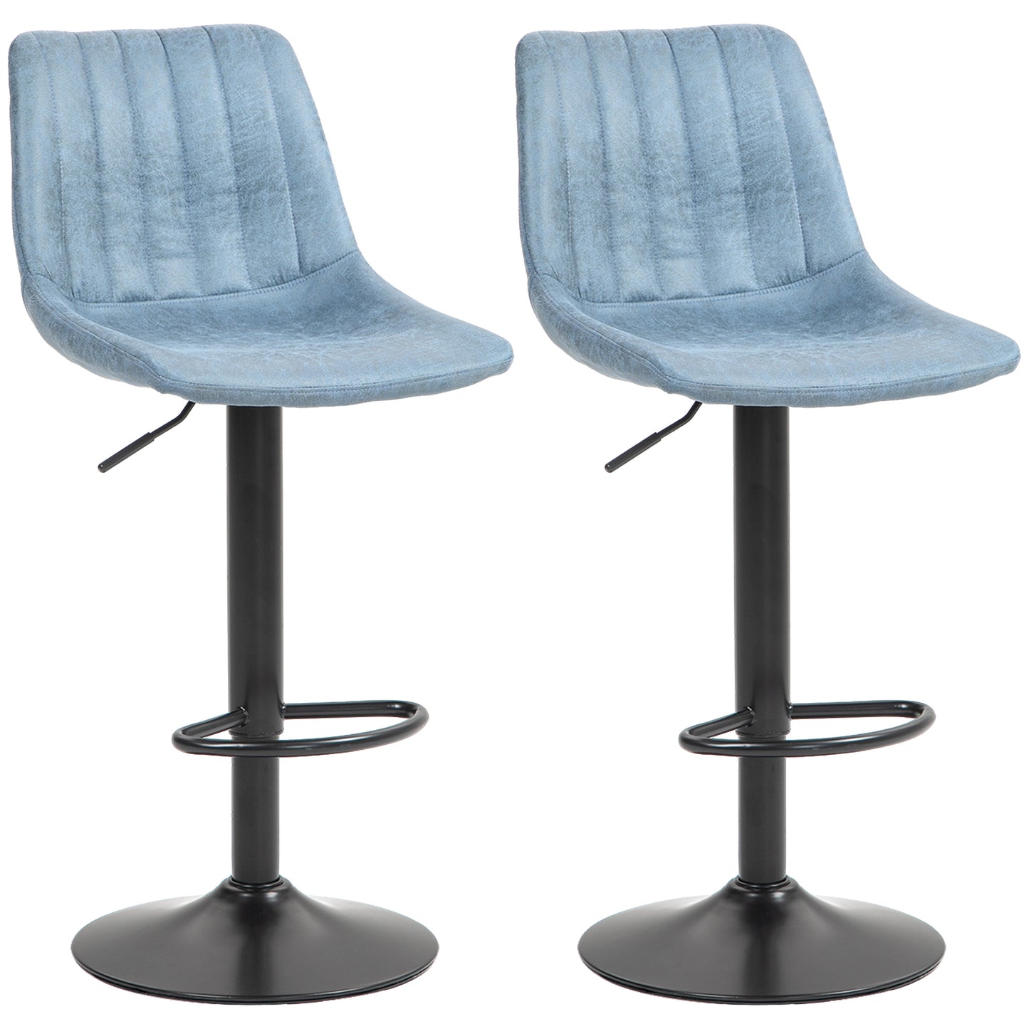 Bakana Fabric Blue Retro Tub Style Bar Stools Set Of 2 With Padded Seats