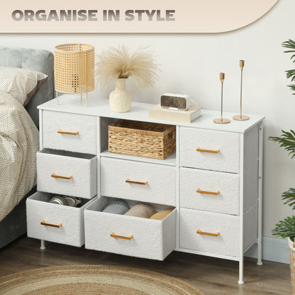 Haso Metal And Fabric Cream White 8 Drawer Boucle Storage Chest With Charging Station