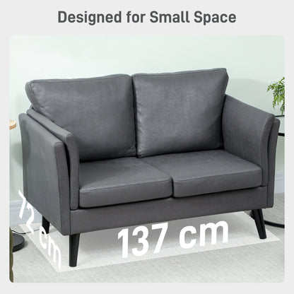 Ravi Grey Faux Leather 2 Seater Sofa