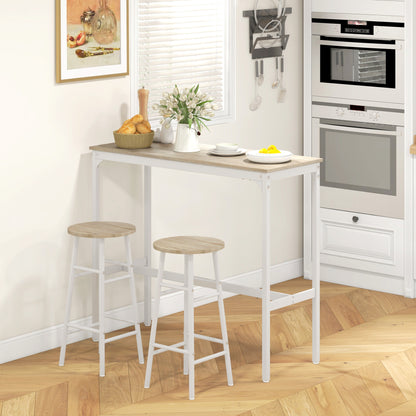 Faro Wooden Oak 3 Piece Industrial Bar Table And Stool Set